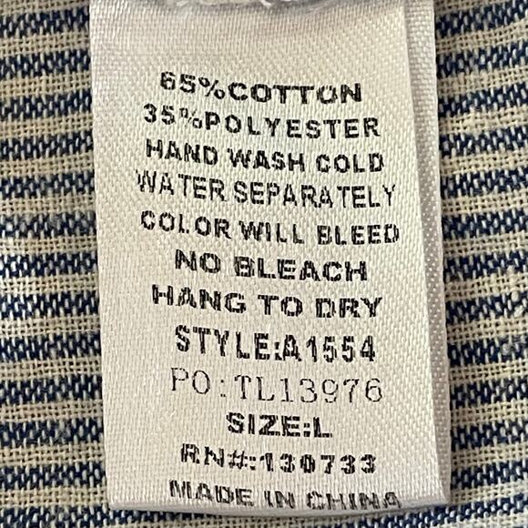 Umgee Button Down Tunic Womens Size L Striped Lace Trimmed Relaxed Casual - Picture 8 of 8